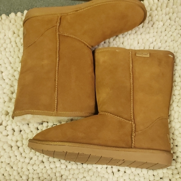 Minnetonka tan suede leather fur lined boots 10 cy - Picture 11 of 12